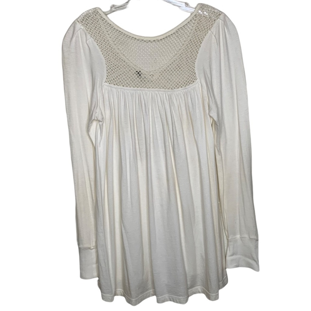 Rebel Yell Bow Cut Out White Swing Style Long Sleeve Tunic Top